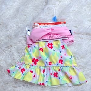 NWT Wonder Nation Neon Lemon 3 Piece Set Tankini Bathing Suit